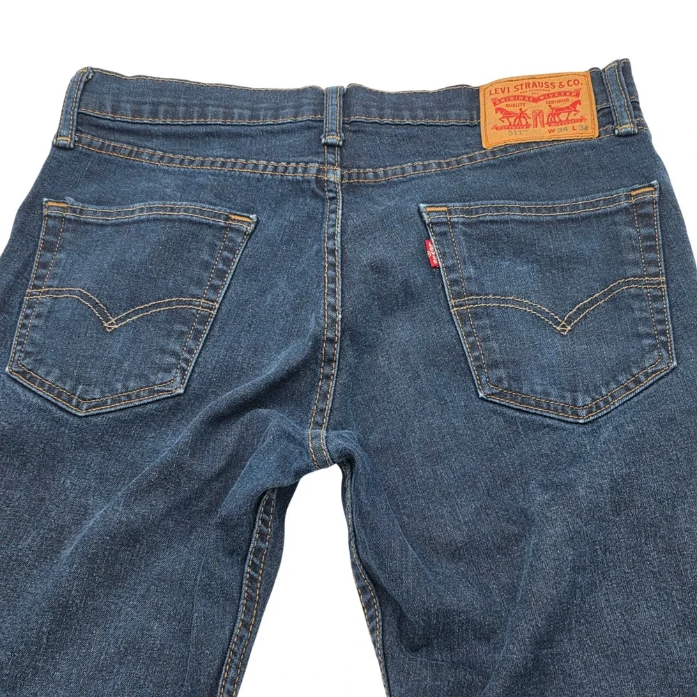 Classic Levi's 511 Slim Fit‎ Jeans M 34x34 Dark Wash Blue Denim Pants Streetwear